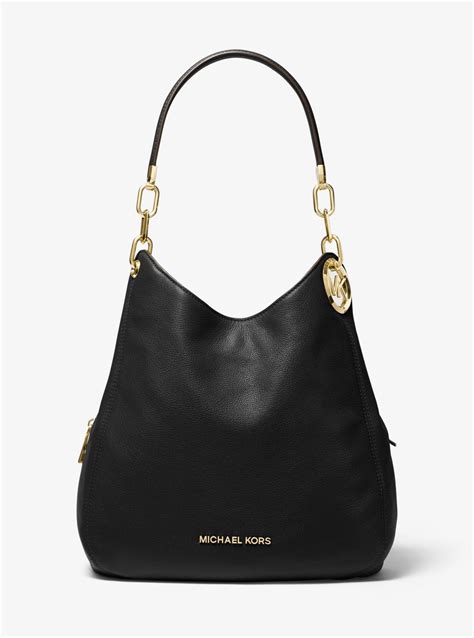 michael kors black pebbled leather shoulder bag|Michael Kors pebble leather handbags.